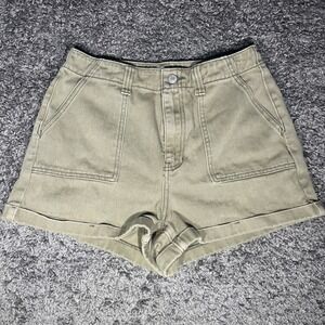 Pacsun Olive Green Mom Shorts Size 29 Rolled Cuff Utility Pockets